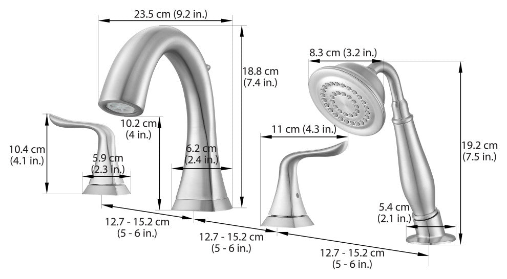 Ancona Scarlett Roman Tub Bathroom Tub Faucet, Shower Wand, Brushed Nickel