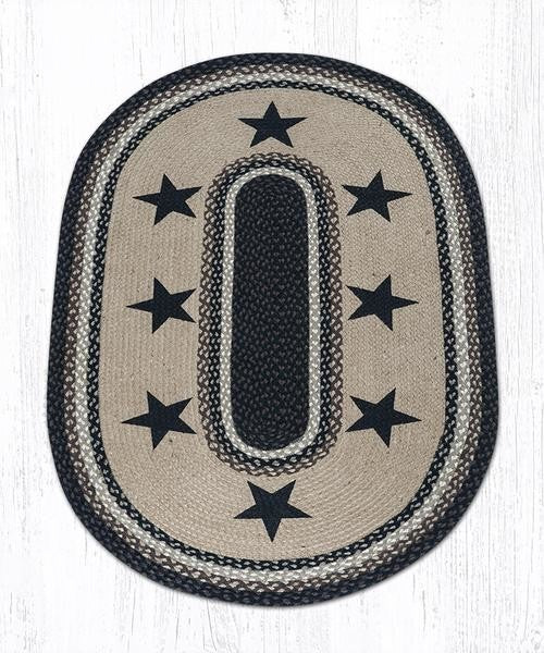 Earth Rugs OP-313 Black Stars Oval Patch 3 Feet x 5 Feet