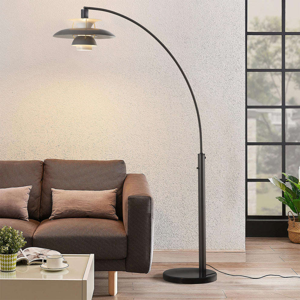 Palm Springs 1 Light Arc Floor Lamp, Gunmetal
