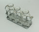 3 Clear Glass Milk Bottles, Rustic Metal Tray