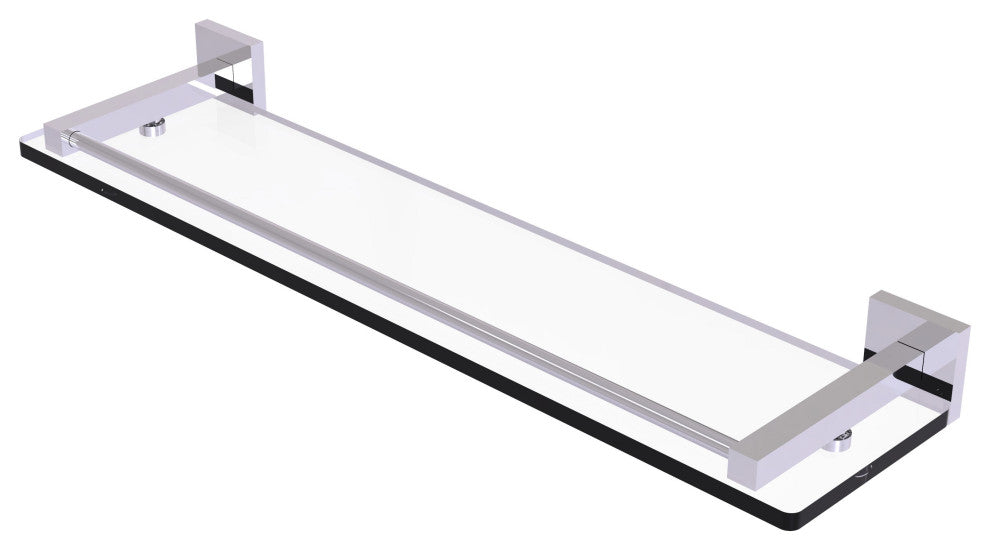 Montero 22" Glass Shelf with Gallery Rail, Polished Chrome