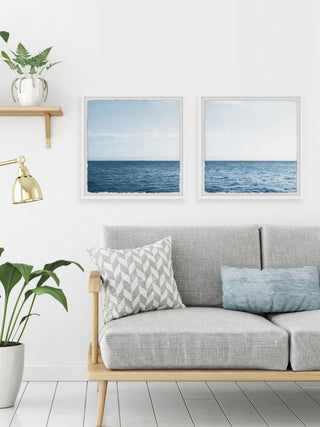 Straight Sea Horizon Diptych, 2-Piece Set, 32x32 Panels