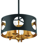 Crystorama ODE-700-BK-GA, 4-Light Pendant, Black, Antique Gold