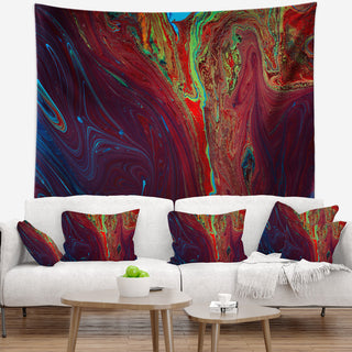 Dark Red Abstract Acrylic Paint Mix Abstract Wall Tapestry, 60"x50"