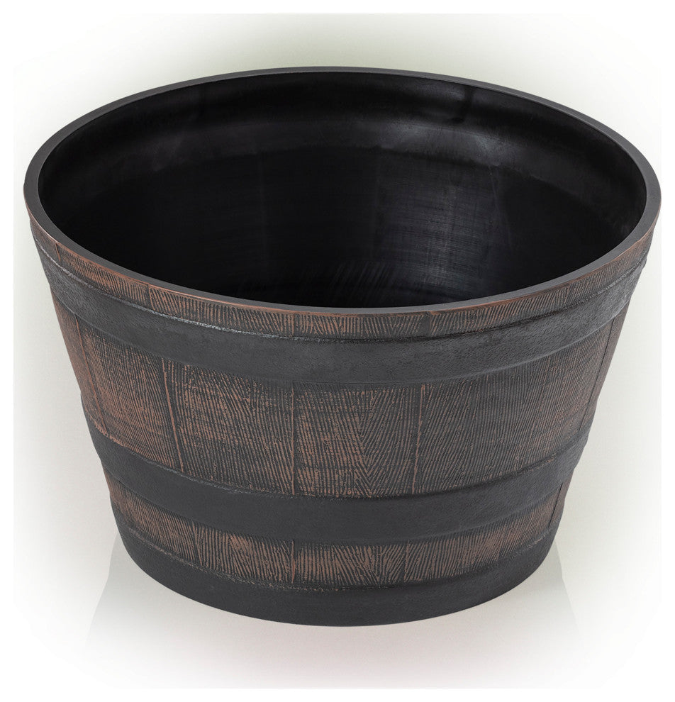 Barrel Planter, Bronze, Small, 18"