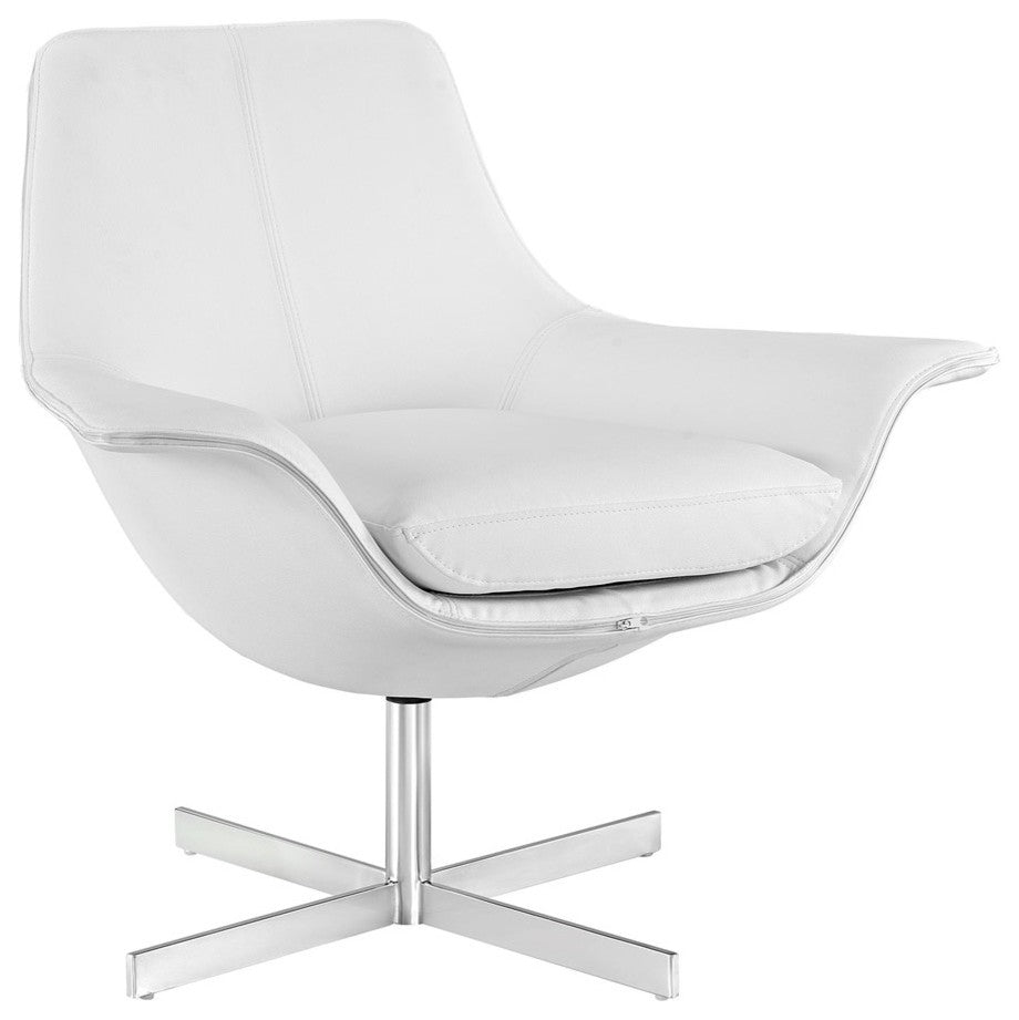 Modern White Release Bonded Leather Lounge Chair