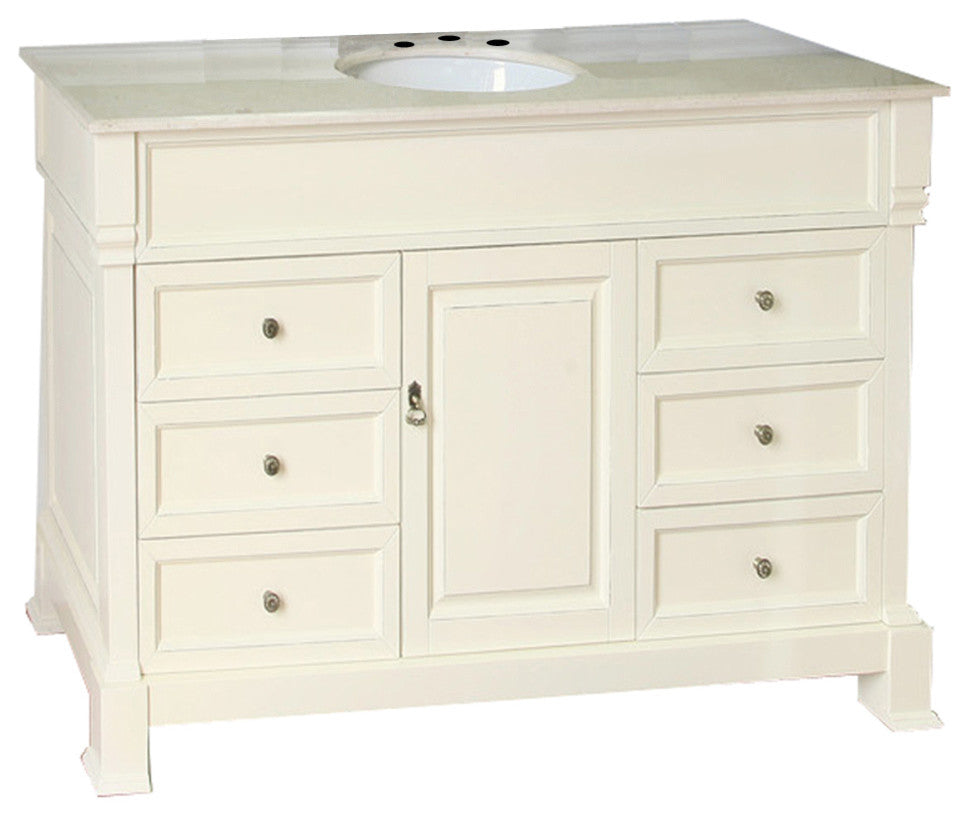50" Single Sink Wood Vanity, Cream