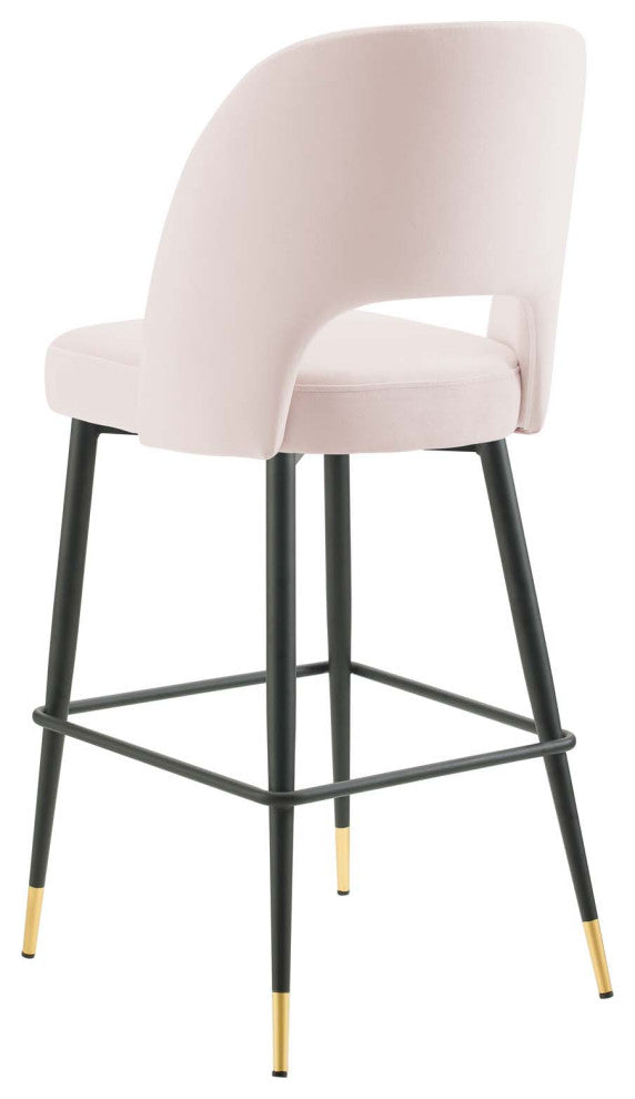 Bar Stool Chair Barstool, Velvet, Metal, Pink, Modern, Bar Pub Bistro Restaurant