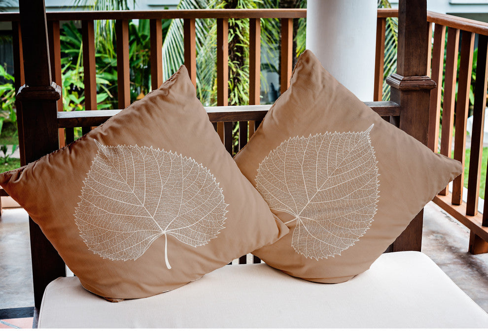 Leaf Study Indoor/Outdoor Throw Pillow, Mauve, 20"x20"