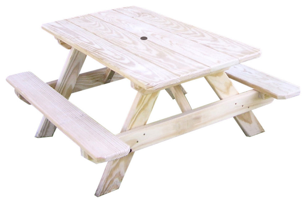 Pressure Treated Pine Kid's Picnic Table, Unfinished, With Umbrella Hole