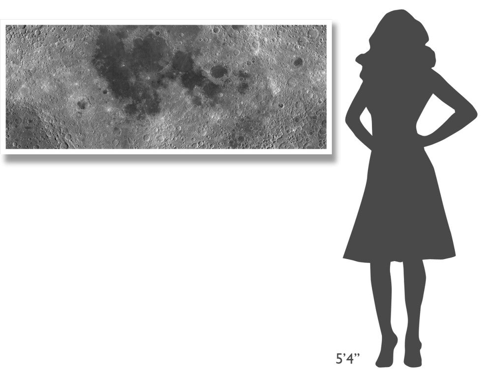 "Unmarked Map of the Moon, Projection" Paper Art, 62"x26"
