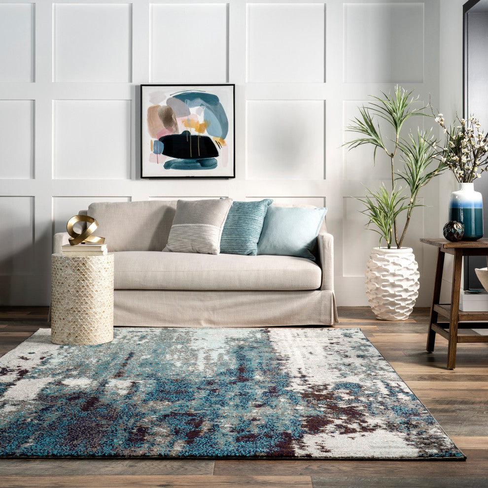 Nuloom Winter Abstract Area Rug, Teal 6'7"x9'