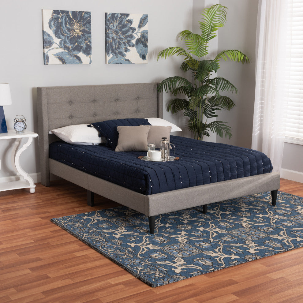 Bailee Fabric Platform Bed, Grey, Full