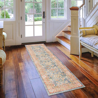 Century Reuda Runner, Blue, 2'6" x 8', Bordered
