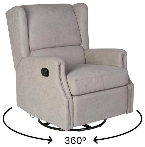 Omma Swivel Wingback Recliner Glider Rocker Recliner, Light Gray