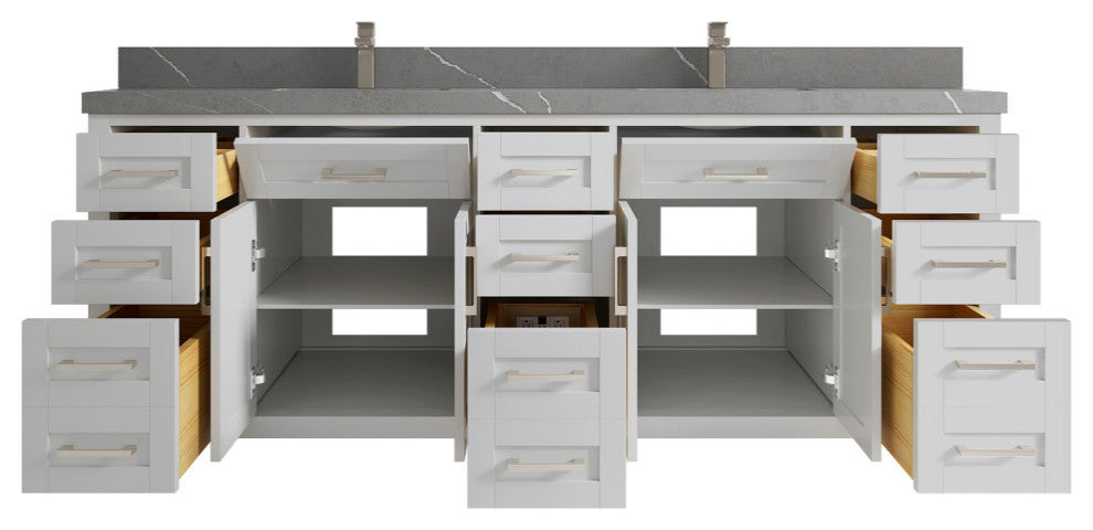 Cambridge 84 Double Sink Bath Vanity in Coventry Gray 2" Piatra Gray