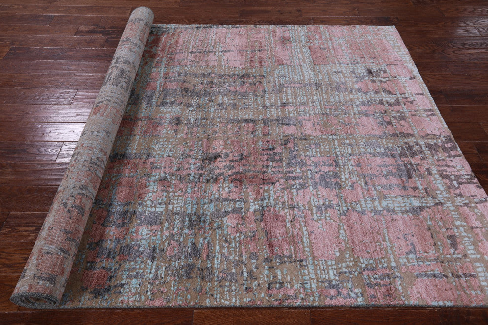 Wool and Silk Abstract Hand Knotted Rug 5' 10" X 9' 1" Q11808