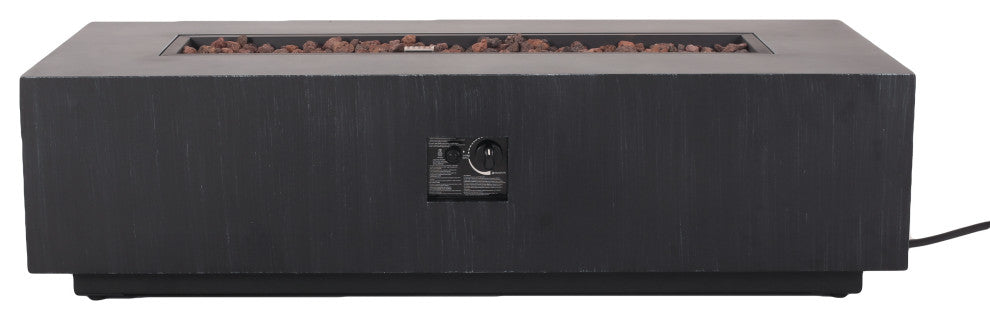 Jasmine Outdoor Iron 50K BTU Rectangular Fire Pit Table, Brushed Black