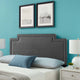 Headboard, King California, Charcoal Gray, Velvet, French, Mid Century