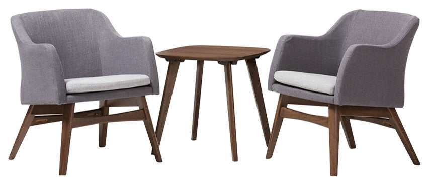 Vera Mid-Century 3-Piece Lounge Chair and Side Table Set