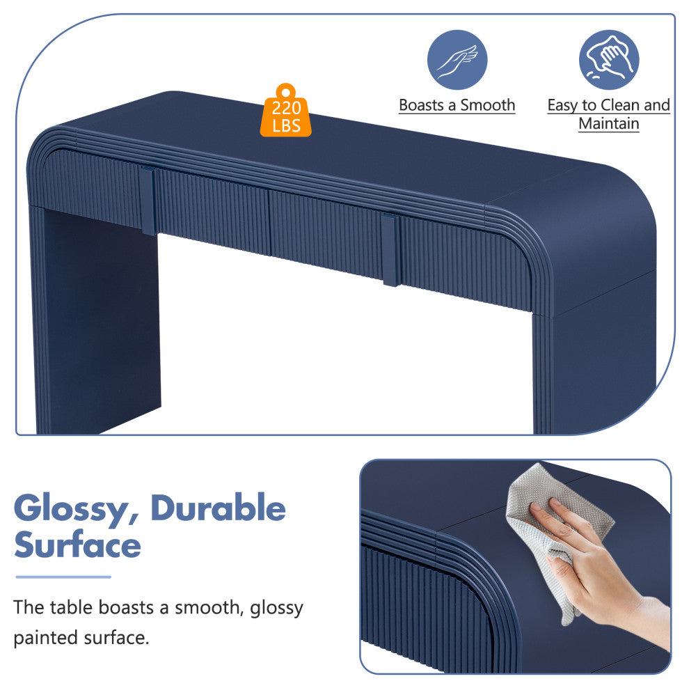 Gewnee Unique Modern Rounded Silhouette and Smooth Surface Console Table