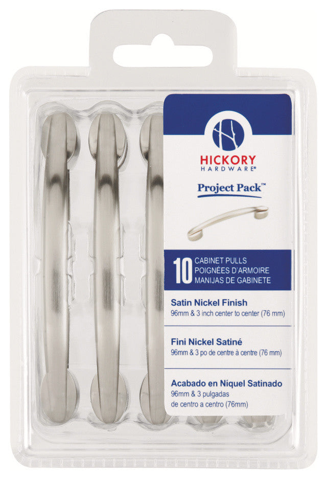 Belwith Hickory Project Pack 3 In. And 96Mm Luna Satin Nickel Cabinet Pull (10 P