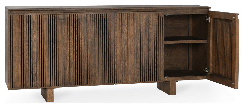Roya 82" Oak Wood 3-Door Sideboard Buffet, Toasted Brown, 4-Door