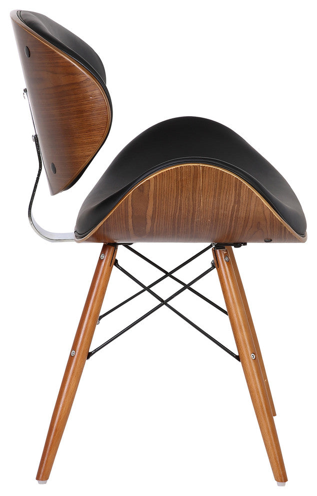 Cassie Mid-Century Dining Chair, Walnut, Black