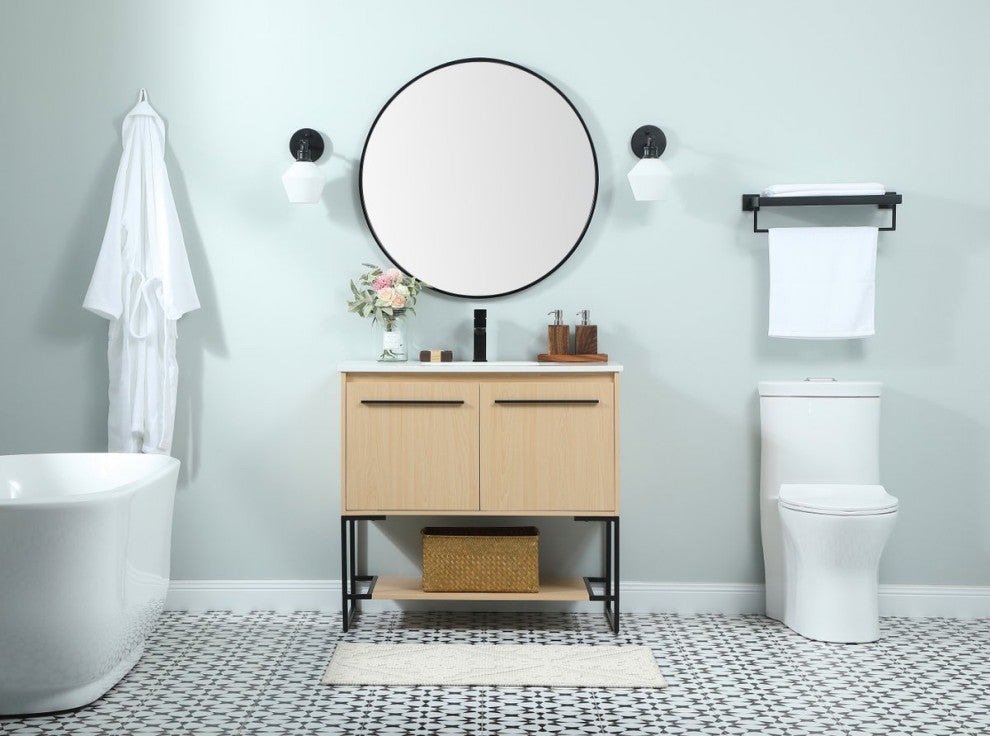 Sue 36" Single Bathroom Vanity, Maple