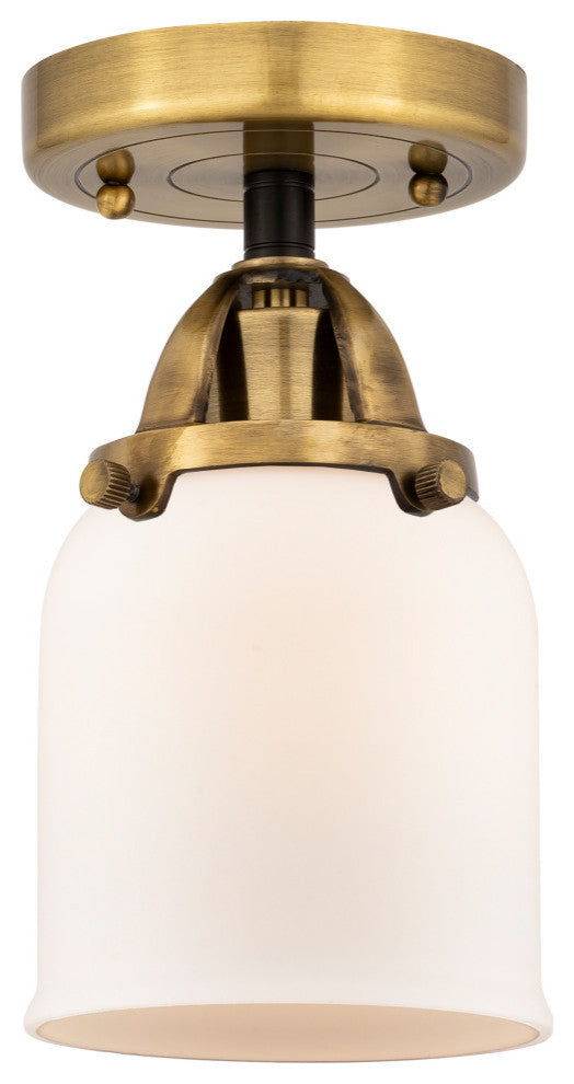 Small Bell Semi-Flush Mount, Black Antique Brass, Matte White, Matte White