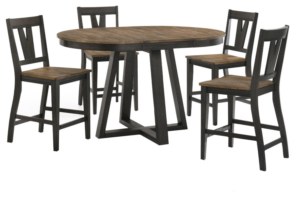Harper Counter Stool With Splat Back, Brushed Brown and Pecan, Set of 2