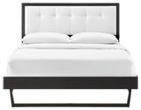 Platform Bed Frame, Full Size, Wood, Black White, Modern Mid-Century, Bedroom