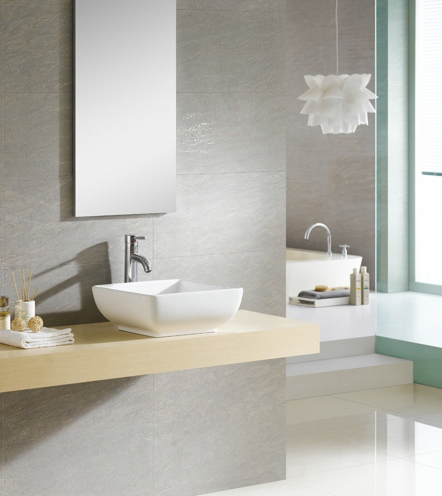 Fine Fixtures White Vitreous China Bulging Square Vessel Sink
