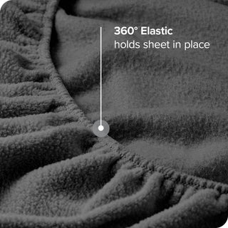 Bare Home Fleece Fitted Bottom Sheet, Grey, Twin Xl
