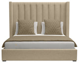 Nativa Interiors Aylet Vertical Channel Tufted Bed, Flax, Queen, Medium 67"