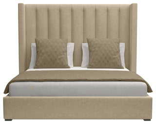 Nativa Interiors Aylet Vertical Channel Tufted Bed, Flax, Queen, Medium 67"