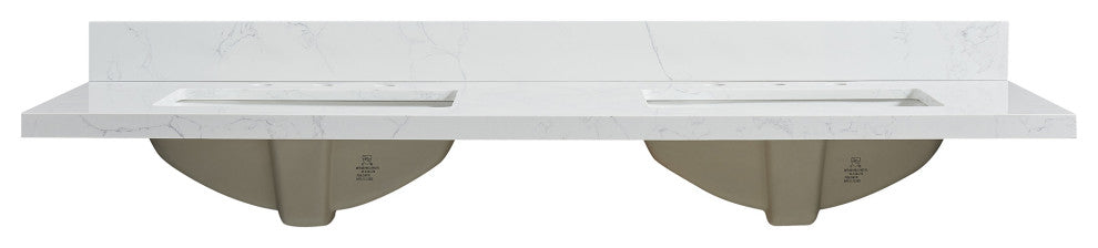 Jaen Composite Stone Vanity Top With Ceramic Sink, Grain White, 61"