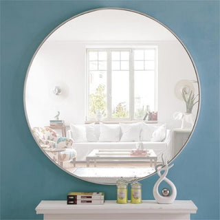 Elegant Decor Eternity 48" Round Metal Frame Mirror in Silver