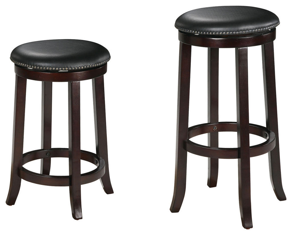 Chelsea Bar Stool With Swivel, Set of 2, PU & Espresso