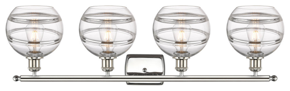 Ballston-Rochester 4-Light 38" Bath Vanity Light, Polished Nickel, Clear