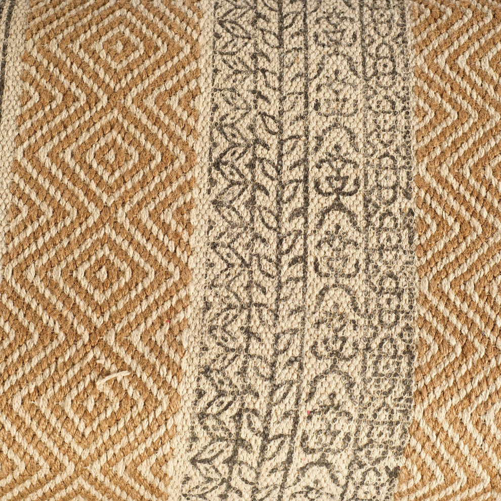 Greenfield II Tan Patterned Jute With Solid Wood Frame Accent Bench
