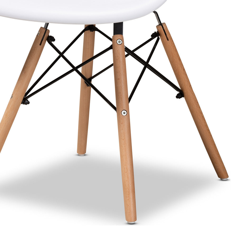 Russell Midcentury Modern 4-Piece Shell Arm Chair Set White