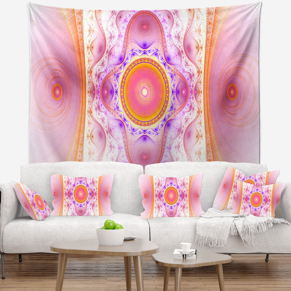 Cabalistic Pink Fractal Design Abstract Wall Tapestry, 39"x32"