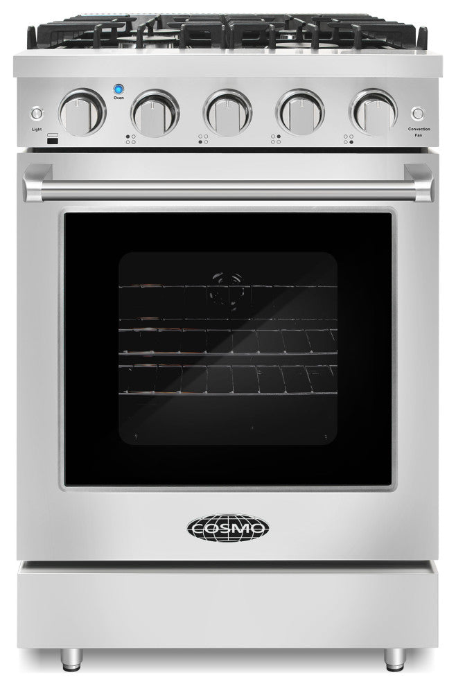 24" Slide-In Freestanding Gas Range With 4 Sealed Burners, Cast Iron Grates