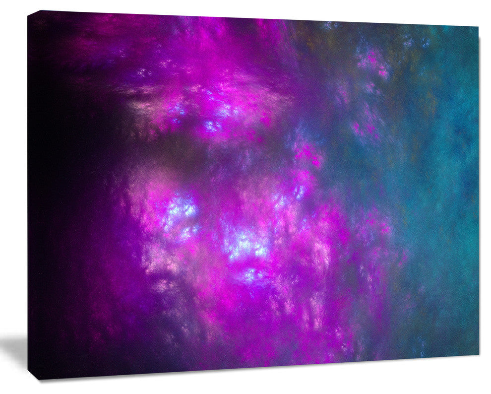 Purple Blue Starry Fractal Sky, Oversized Abstract Canvas Art Print, 60x40