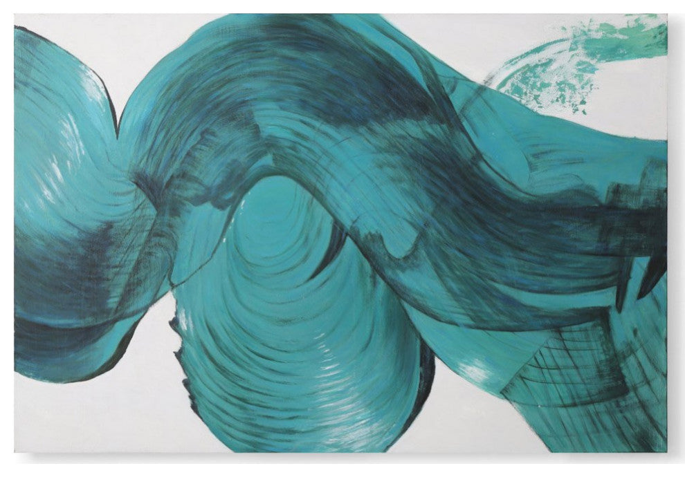 Cerulean Blur Modern Hand Painted Canvas Abstract Art - 72" x 48"