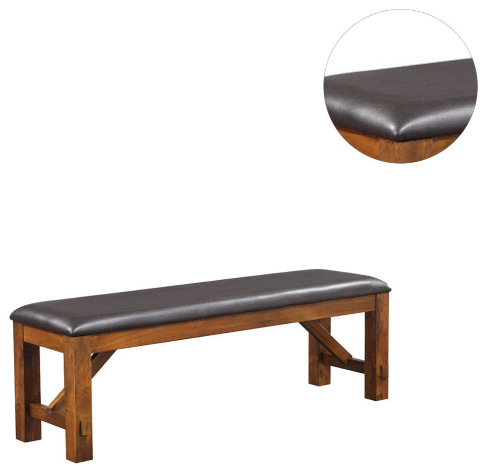 Espresso PU Dining Bench, Walnut Finish
