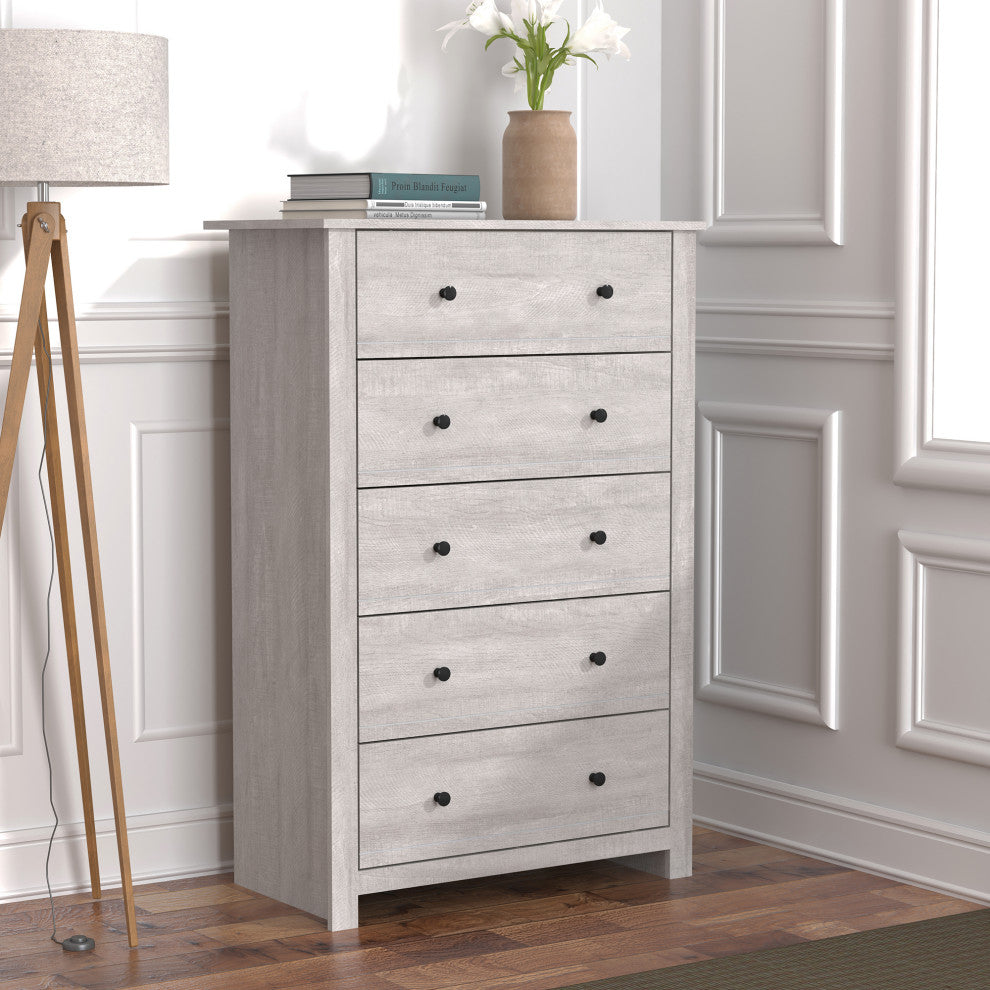 Genoa 5-Drawer Chest of Drawer 46.2"x17.1"x30.4", Dusty Gray Oak