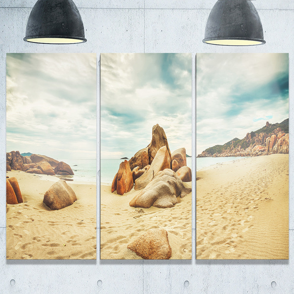"Stones on the Foreground Beach" Metal Wall Art, 3 Panels, 36"x28"