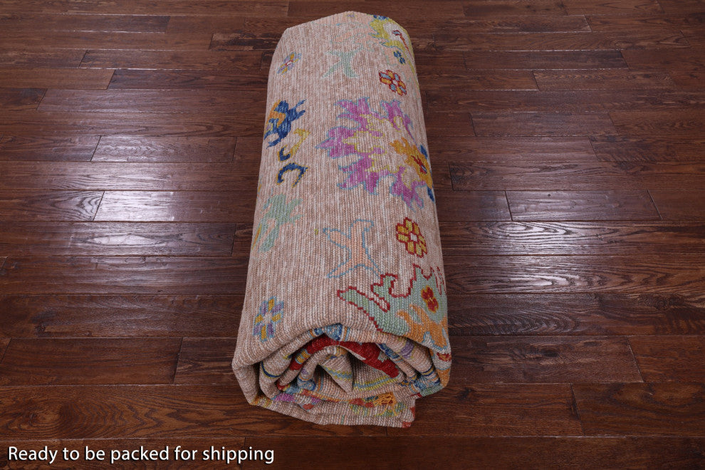 10' 3" X 13' 8" Hand-Knotted Turkish Oushak Wool Rug - Q13533